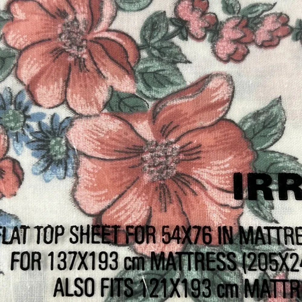 Vintage Cannon Irregulars No Iron Full Flat Bed‎ Sheet Flowers New USA 54x76